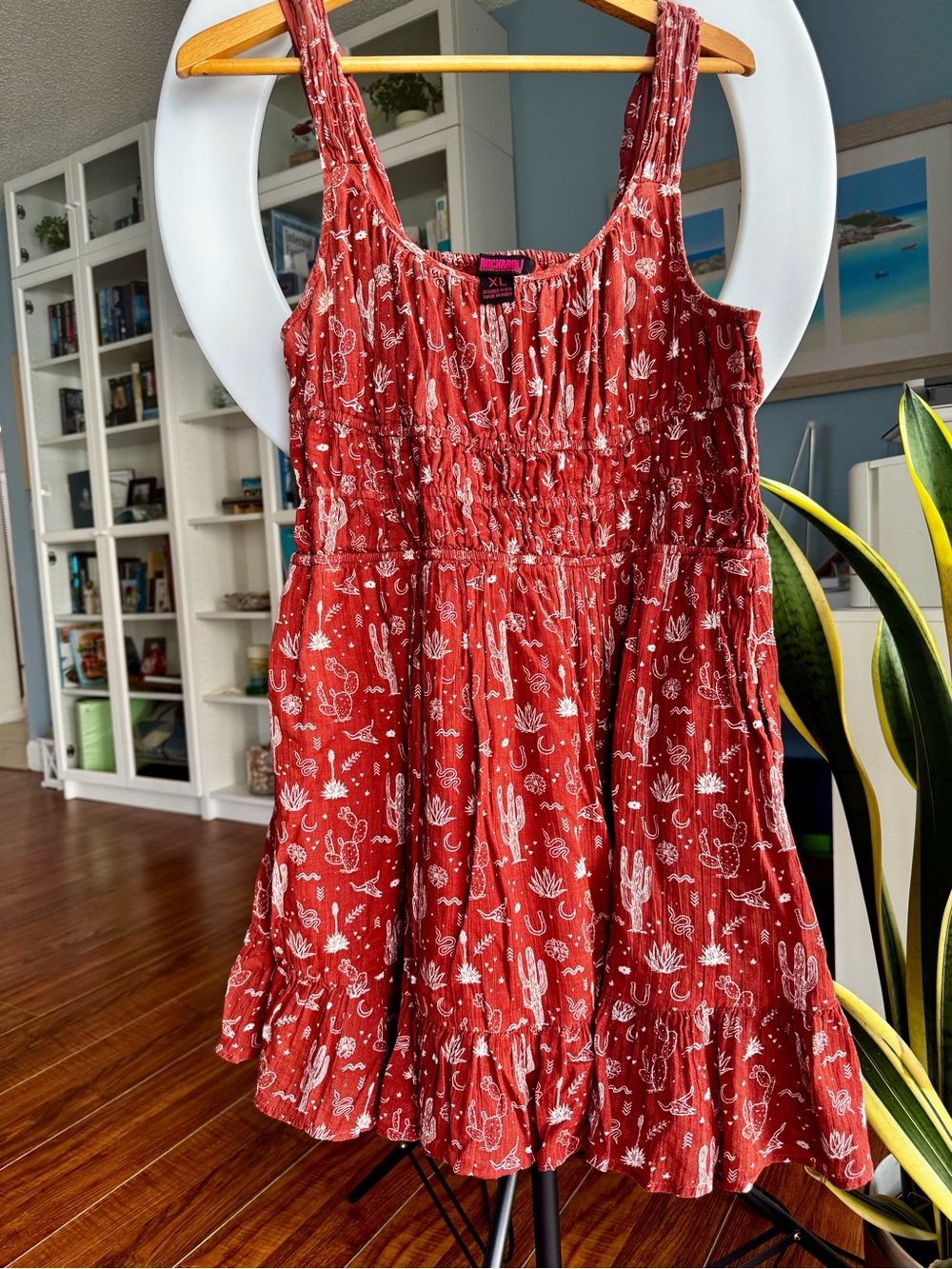 Cute western dress, midi , dark orange